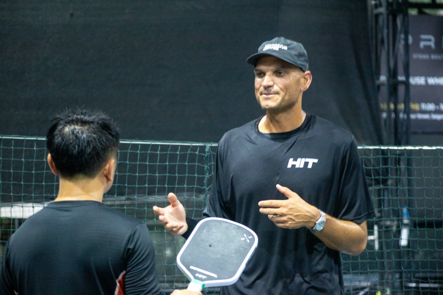 Pickleball coach portrait on court